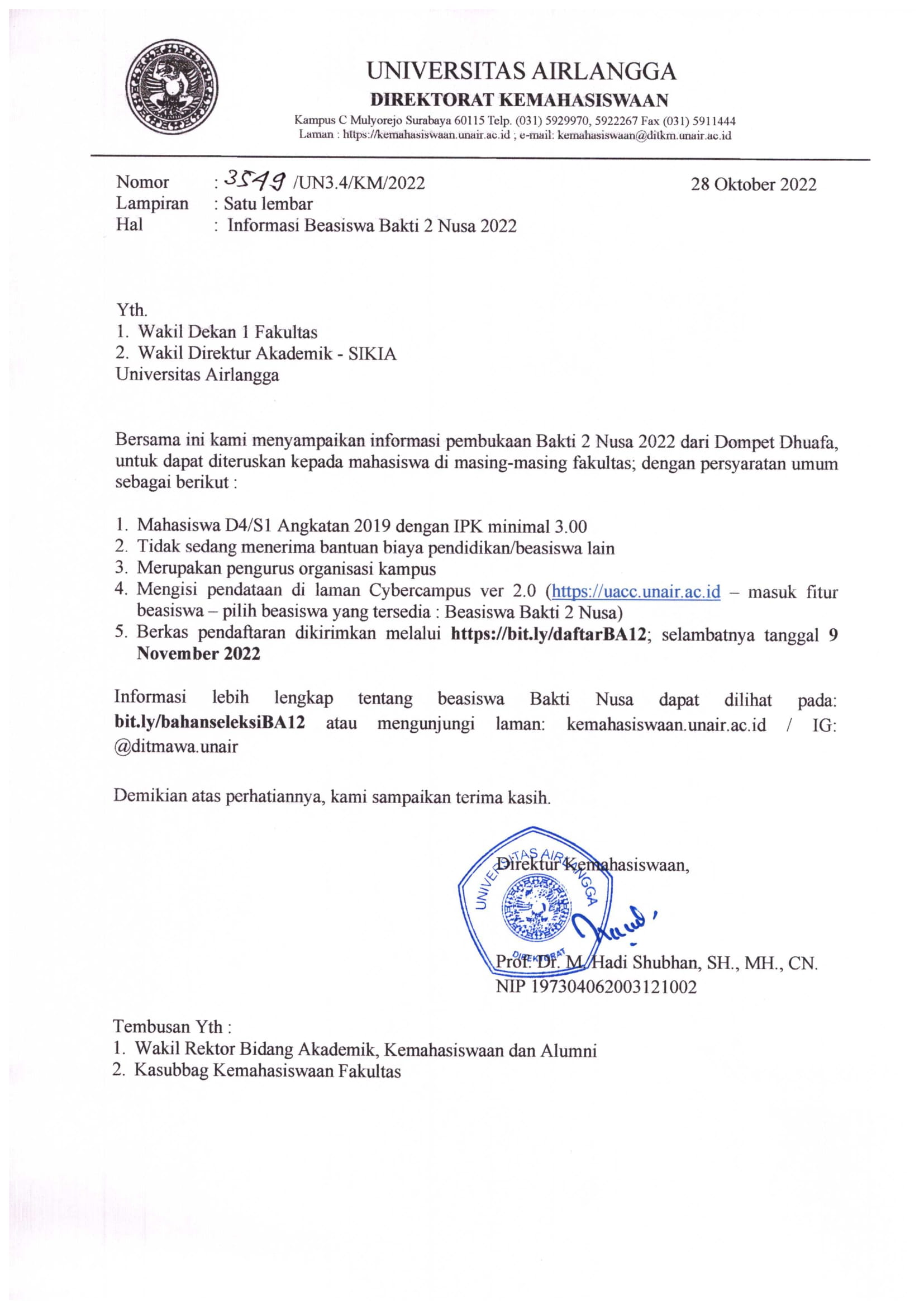 3549.UN3.4.KM.2022 Dir.KM Informasi Beasiswa Bakti 2 Nusa 2022 1